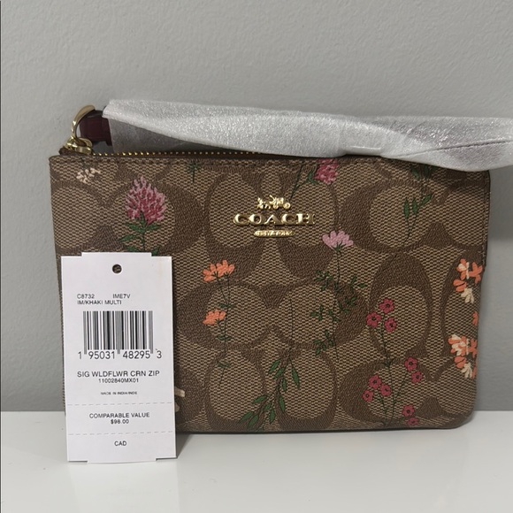 Coach Handbags - Coach Brown Floral Wristlet